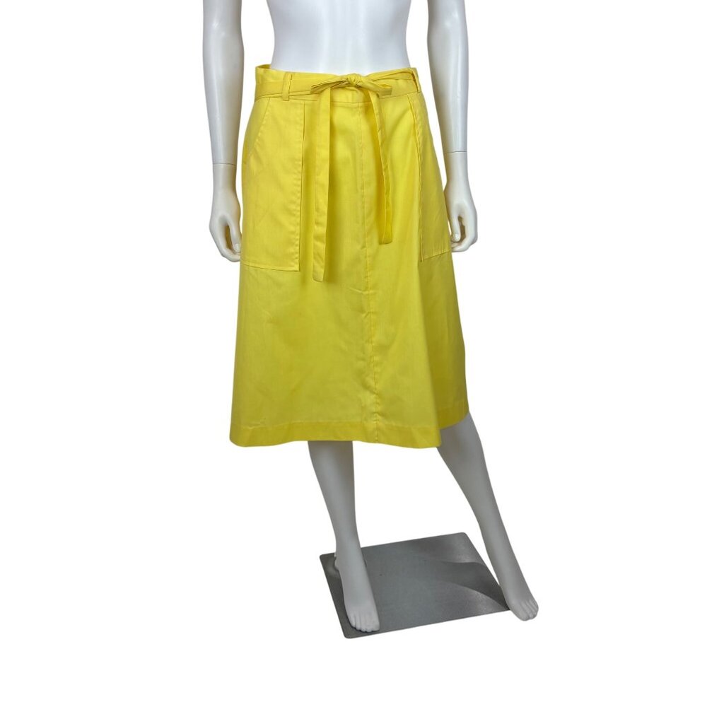 Vintage 80s Wrap Skirt Womens Large Yellow Tie Waist A Line